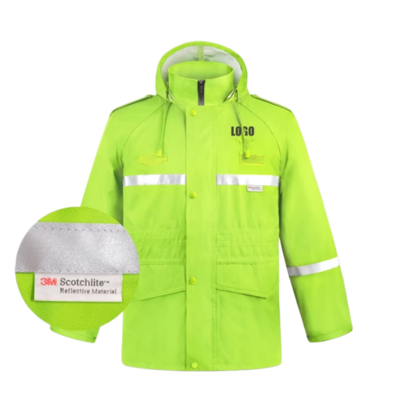 螢光黃3M Scotchlite反光帶連帽工程外套