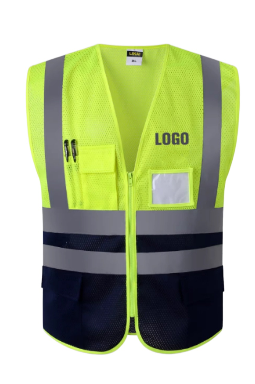 橙色多口袋重型工業反光背心