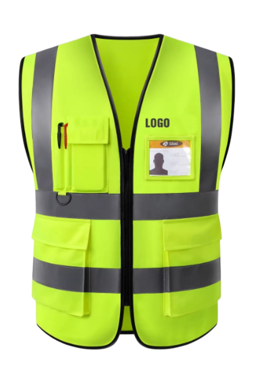 螢光橙色多口袋反光安全背心